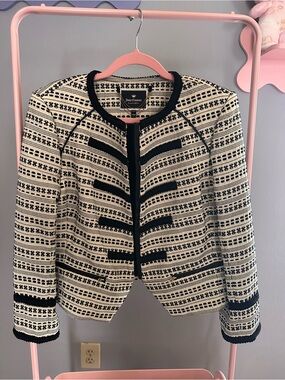 Juicy Couture Black and Cream Patterned Cropped Jacket